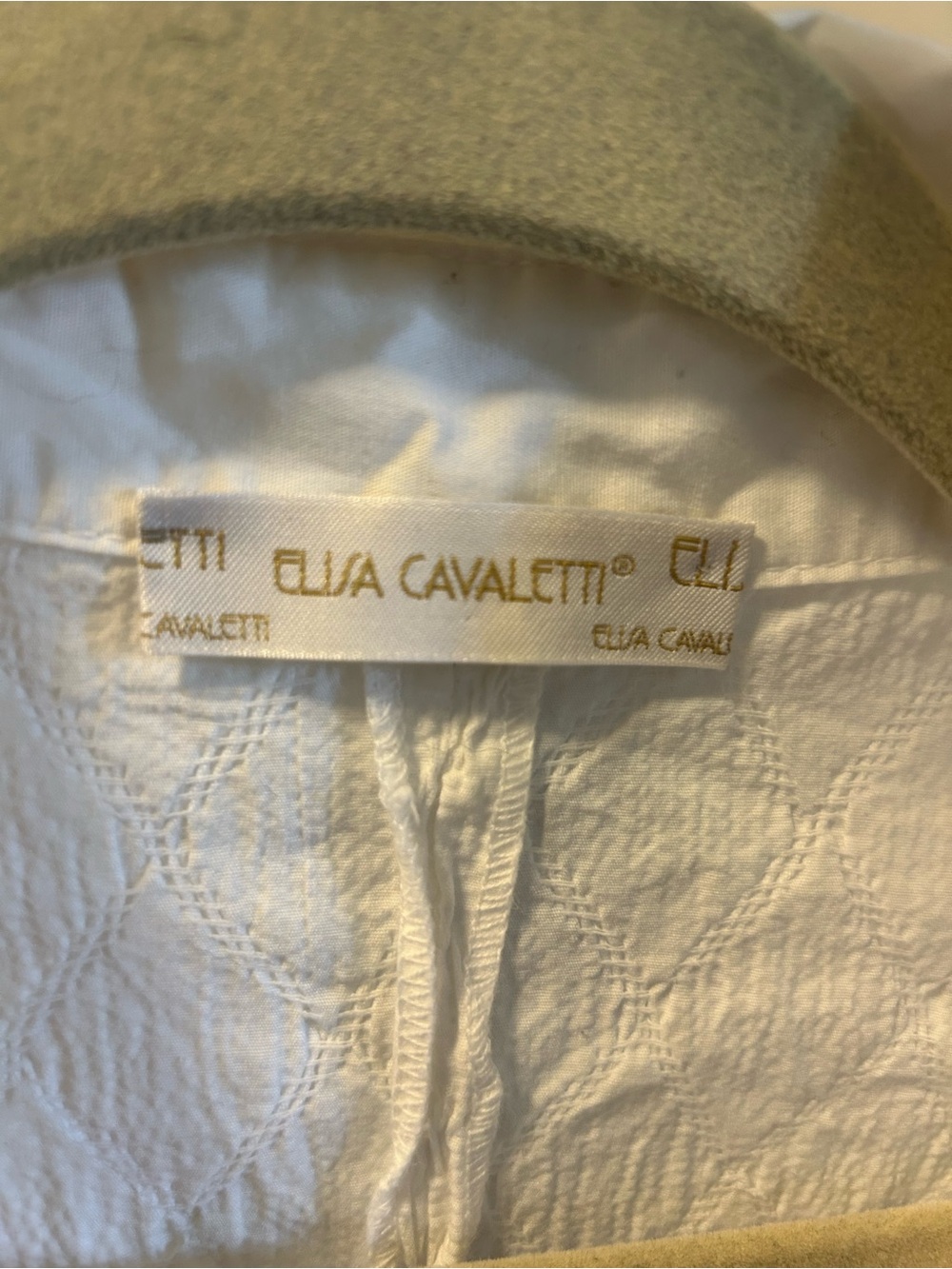 Elisa Cavaletti Cotton White Textured Button-Down Shirt with Decorative Buttons - Picture 2 of 12